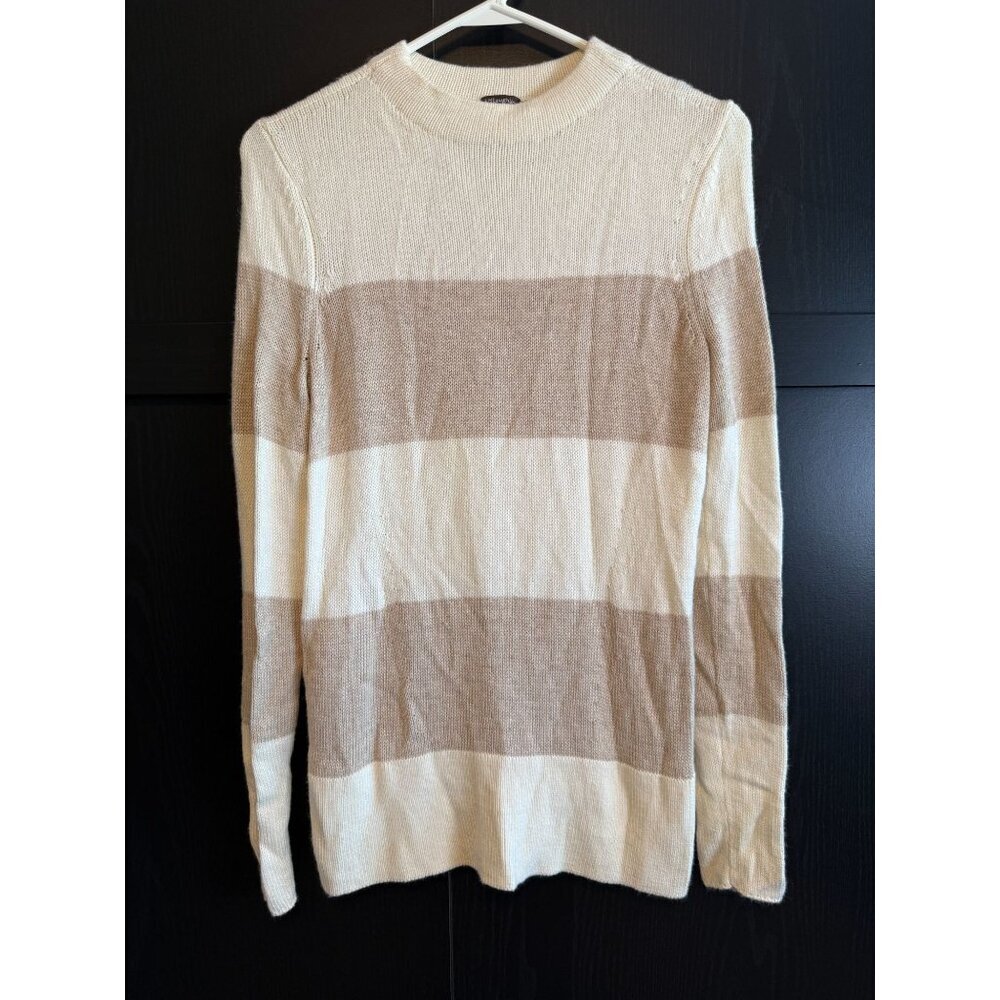 J. McLaughlin Merino Wool Striped Knitted Sweater Small Long Sleeves Soft Preppy